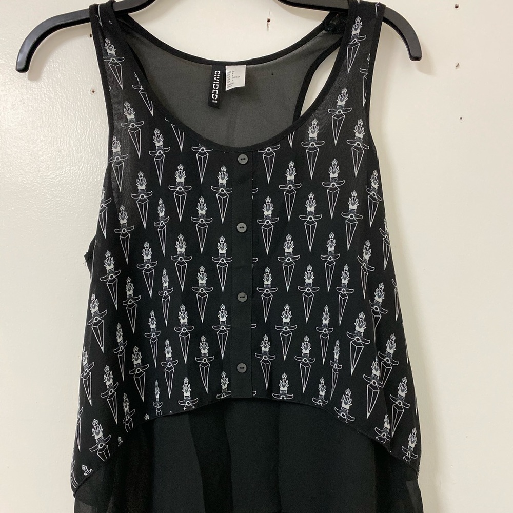 Layered Black Graphic Tank